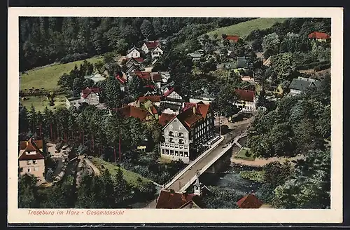 AK Treseburg im Harz, Gesamtansicht aus der Vogelschau