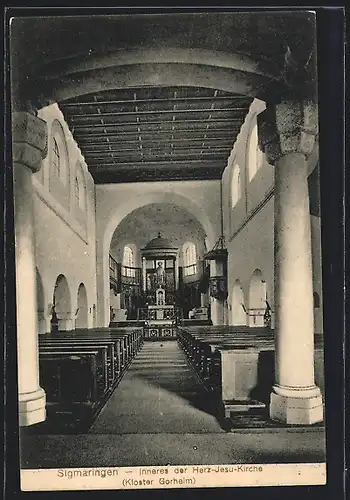 AK Sigmaringen, Inneres der Herz-Jesu-Kirche (Kloster Gorheim)