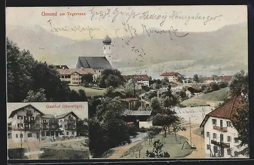AK Gmund am Tegernsee, Ortsansicht, Gasthof Oberstöger