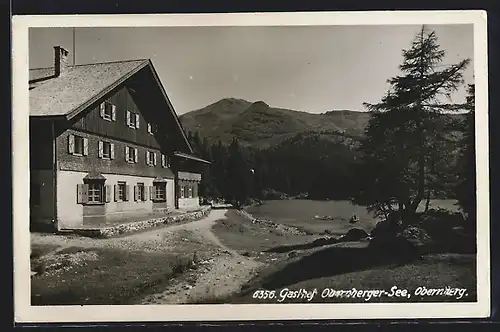 AK Obernberg, Gasthof Obernberger-See gegen Bergkette