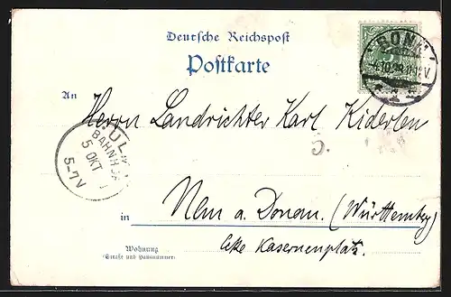 Lithographie Bonn, Der alte Zoll, Koblenzer Thor, Beethoven Denkmal, Marktplatz