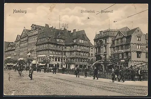 AK Hamburg-Neustadt, Stubbenhuk, Baumwall mit Geschäften