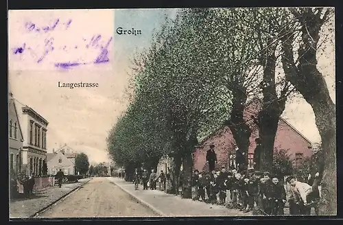 AK Grohn, Langestrasse, Kinder am Strassenrand