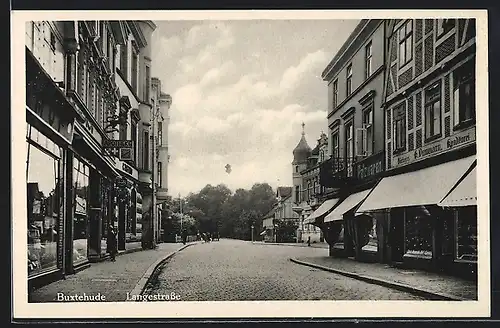 AK Buxtehude, Langestrasse mit Geschäften