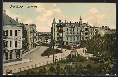 AK Flensburg, Strassenpartie am Burgplatz