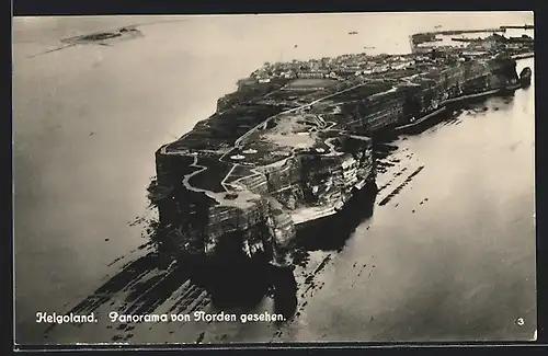 AK Helgoland, Panorama der Insel vom Norden gesehen