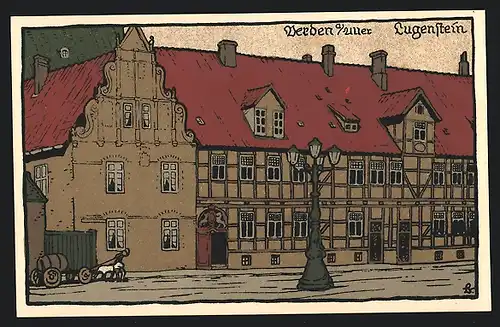 Steindruck-AK Verden a. Aller, Darstellung vom Schloss Lugenstein