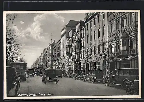 AK Berlin, Unter den Linden, Auto-Verkehr