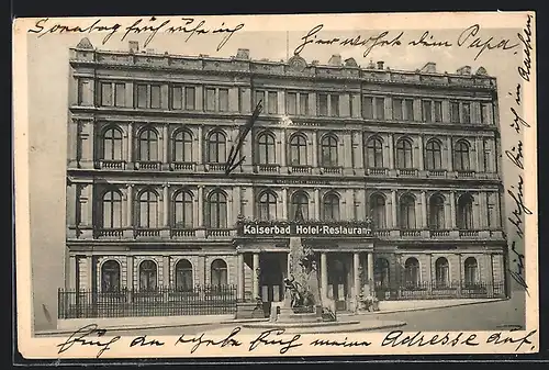 AK Baad-Aachen, Hotel Kaiserbad-Thermal-Palast
