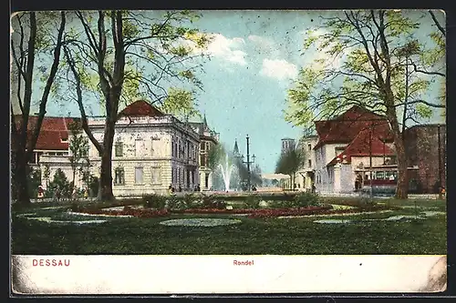 AK Dessau, Strassenbahn am Rondel