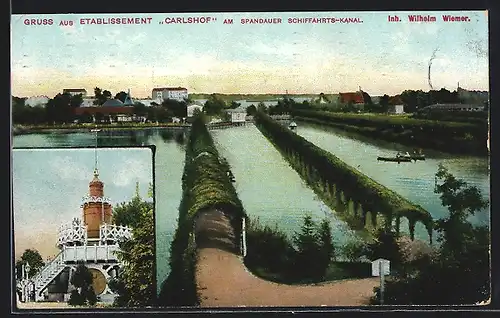 AK Berlin-Charlottenburg, Etablissement Carlshof am Spandauer Schiffahrts-Kanal