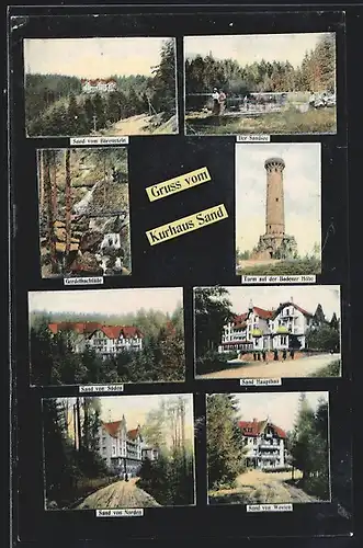 AK Sand / Bühl, Kurhotel Sand, Turm auf der Badener Höhe