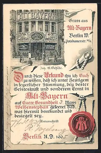 AK Berlin-Tiergarten, Gasthaus Alt-Bayern, Potsdamerstr. 10 /11