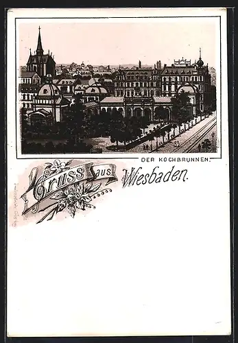 Lithographie Wiesbaden, Der Kochbrunnen