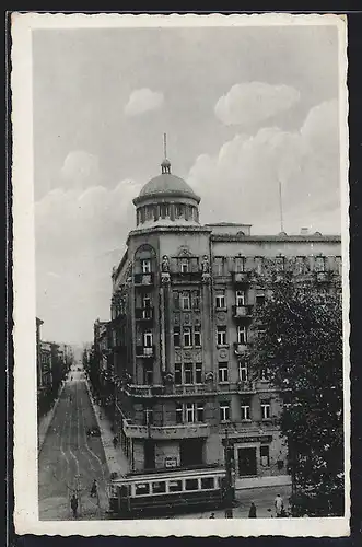 AK Litzmannstadt-Lodz, Blick auf das Hotel Deutsches Haus