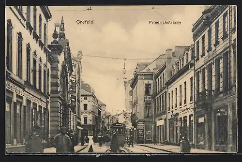 AK Crefeld, Strassenbahn in der Friedrichstrasse