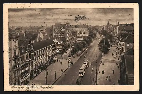 AK Hamburg, St. Pauli Reeperbahn mit Strassenbahn