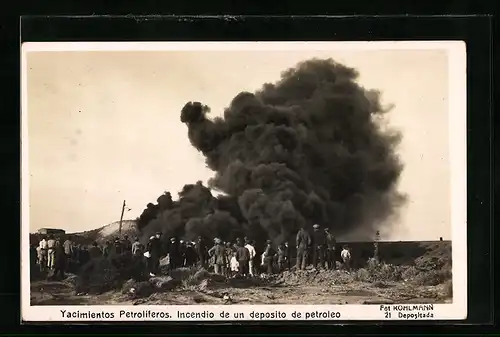 AK Yacimientos Petroliferos, Incendio de un deposito de petroleo