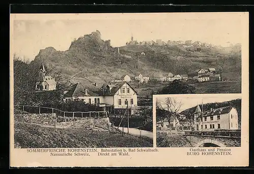 AK Hohenstein / Bad Schwalbach, Gasthaus und Pension Burg Hohenstein