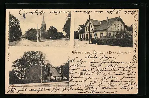 AK Rehden /Kreis Diepholz, Kirche, Gebäudeansichten