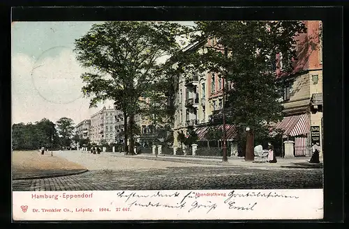 AK Hamburg-Eppendorf, Strassenblick in den Abendrothweg