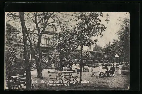 AK Hamburg-Haake, Hotel Brunnental mit Gartenwirtschaft