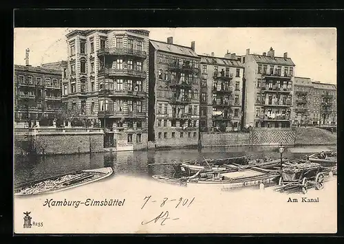 AK Hamburg-Eimsbüttel, Häuser am Kanal