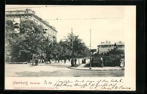 AK Hamburg-Borgfelde, Burgstrasse mit Passanten