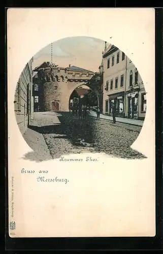 AK Merseburg, Strassenpartie am Krummen Thor