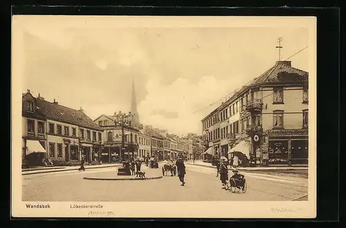 AK Hamburg-Wandsbek, Lübeckerstrasse mit Geschäften