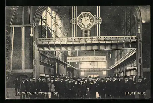 AK Hamburg, Eröffnung des Hauptbahnhof 1906, Haupthalle, Innenansicht