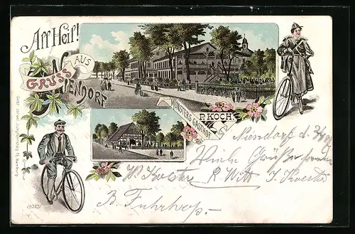 Lithographie Hamburg-Niendorf, Münster`s Gasthof von P. Koch