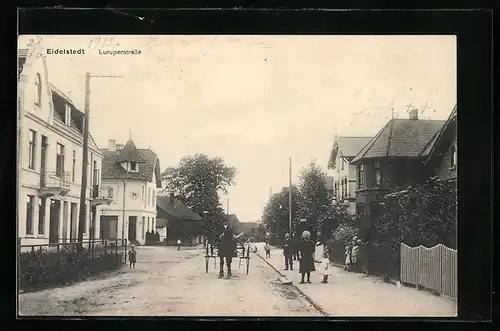 AK Hamburg-Eidelstedt, Öuruperstrasse mit Pferdekutsche und Anwohnern