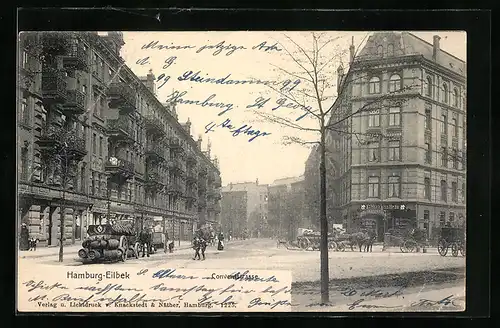 AK Hamburg-Eilbek, Conventstrasse mit Gasthaus Elbschloss-Bräu