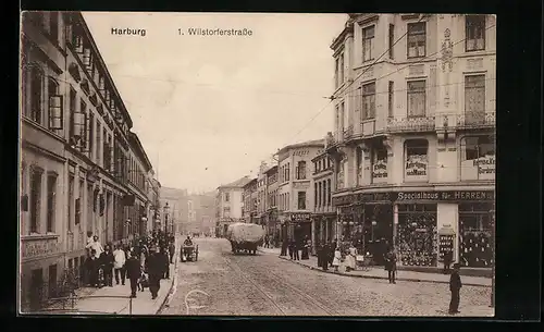 AK Harburg / Elbe, Wilstorferstrasse mit Geschäften