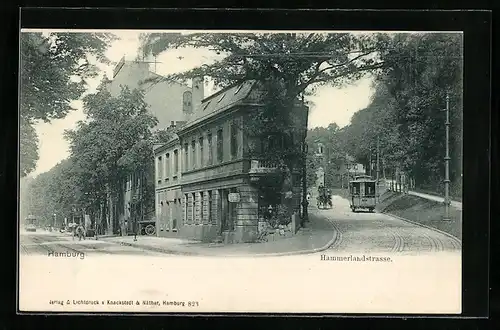 AK Hamburg-Hamm, Strassenbahn in der Hammerlandstrasse