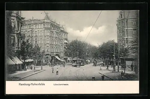 AK Hamburg-Hohenfelde, Strassenbahn in der Lübeckerstrasse