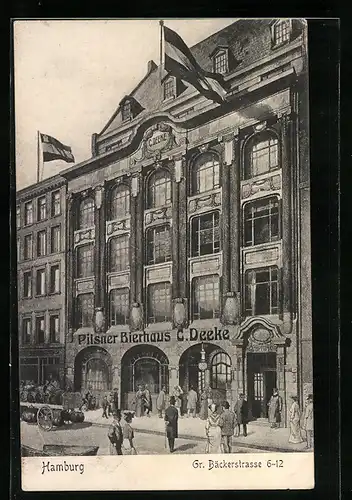 Künstler-AK Hamburg-St.Georg, Pilsner Bierhaus C. Deeke, Gr. Bäckerstrasse 12