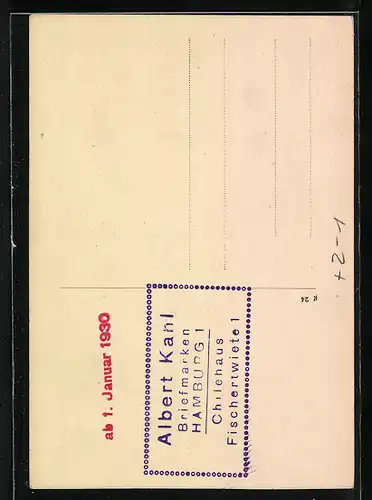 AK Hamburg-Kontorhausviertel, Albert Kahl Briefmarken An-u. Verkauf am Chilehaus