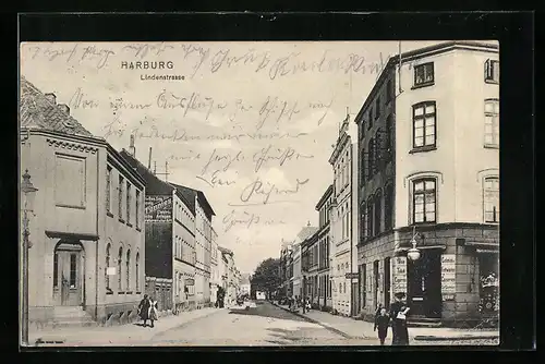 AK Harburg / Elbe, Lindenstrasse mit Handlung von Carl Stemmann