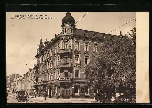 AK Harburg /Elbe, Bahnhofs-Hotel von P. Brandt, Strassenansicht