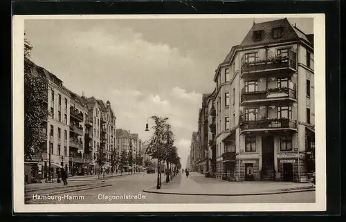 AK Hamburg-Hamm, Blick in die Diagonalstrasse
