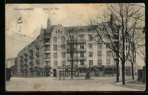 AK Hamburg-Hamm, Hinter den Höfen, Drogerie Wohlenberg