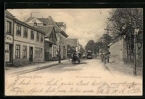 AK Hamburg-Horn, Hornerlandstrasse mit Strassenbahn