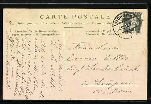 AK Moudon, Vue generale, Briefmarken, Medaille