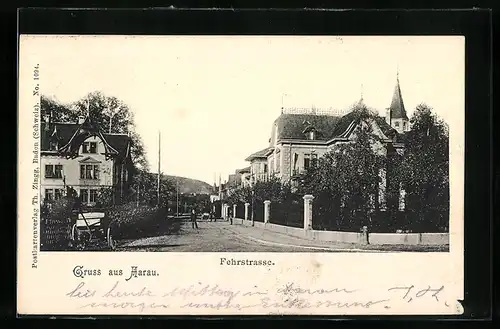AK Aarau, Ortsansicht mit Fehrstrasse und Kirche