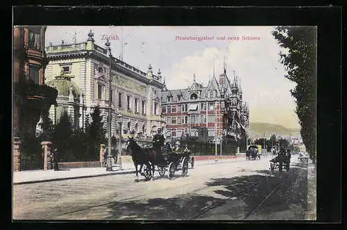 AK Zürich, Hennebergpalast und rotes Schloss