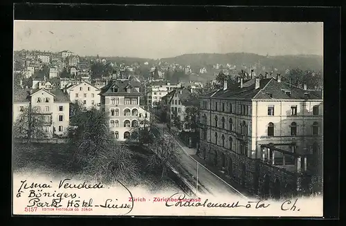 AK Zürich, Die Zürichbergstrasse aus der Vogelschau