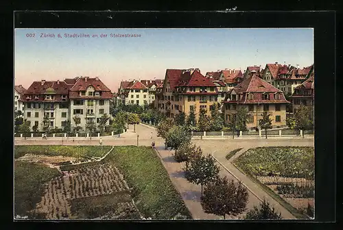 AK Zürich, Stadtvillen an der Stolzestrasse