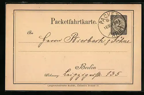 AK Einladung zur Versammlung der Schuhmacher-Innung, 1888, Private Stadtpost Packet-Fahrt